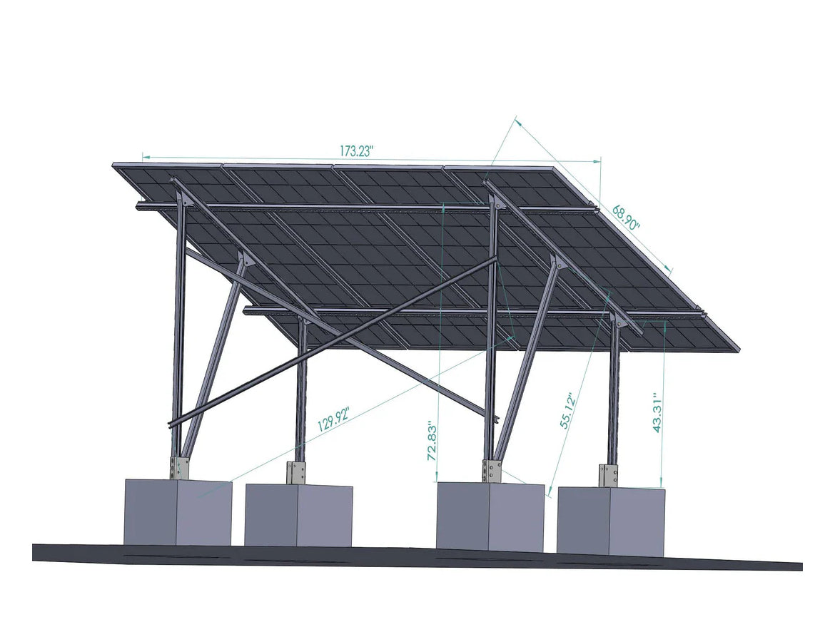Elios Terra G4 | Système de Montage au Sol pour 4 Panneaux Solaires