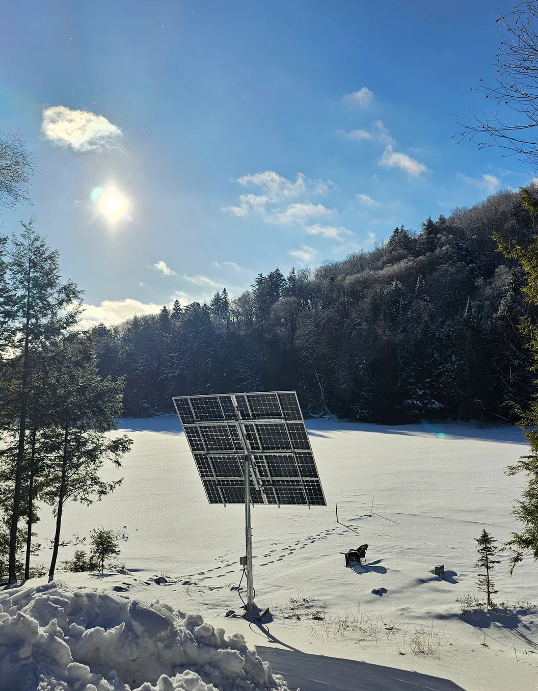 Elios Arbora P8 | Système de montage sur poteau pour 8 panneaux solaires (grand format) | Système de montage sur poteau avec manivelle manuelle