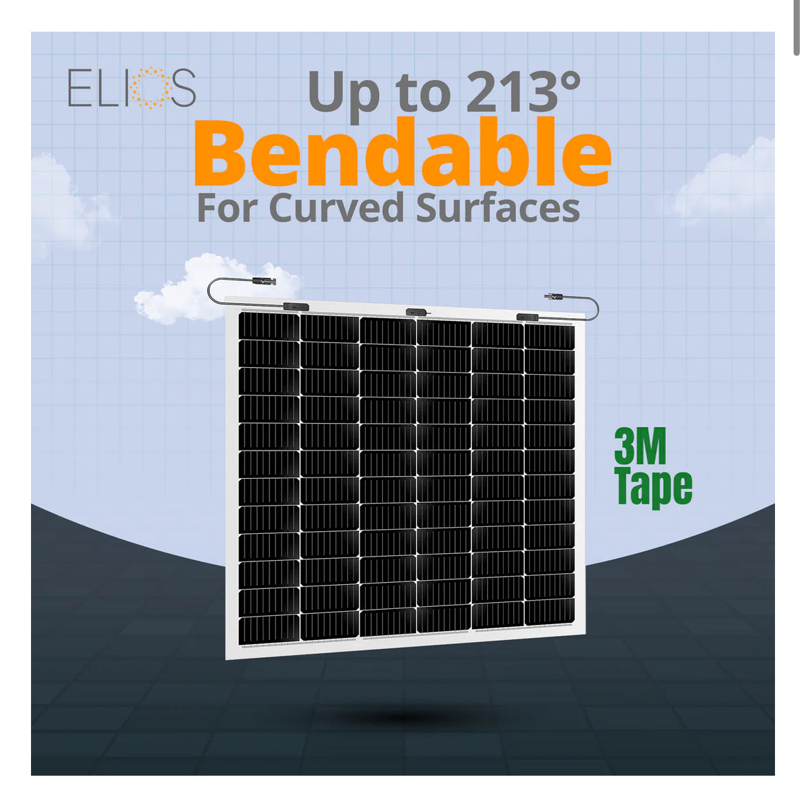 Elios Voltaic 210F-T | Panneau solaire semi-flexible 210W avec ruban adhésif 3M
