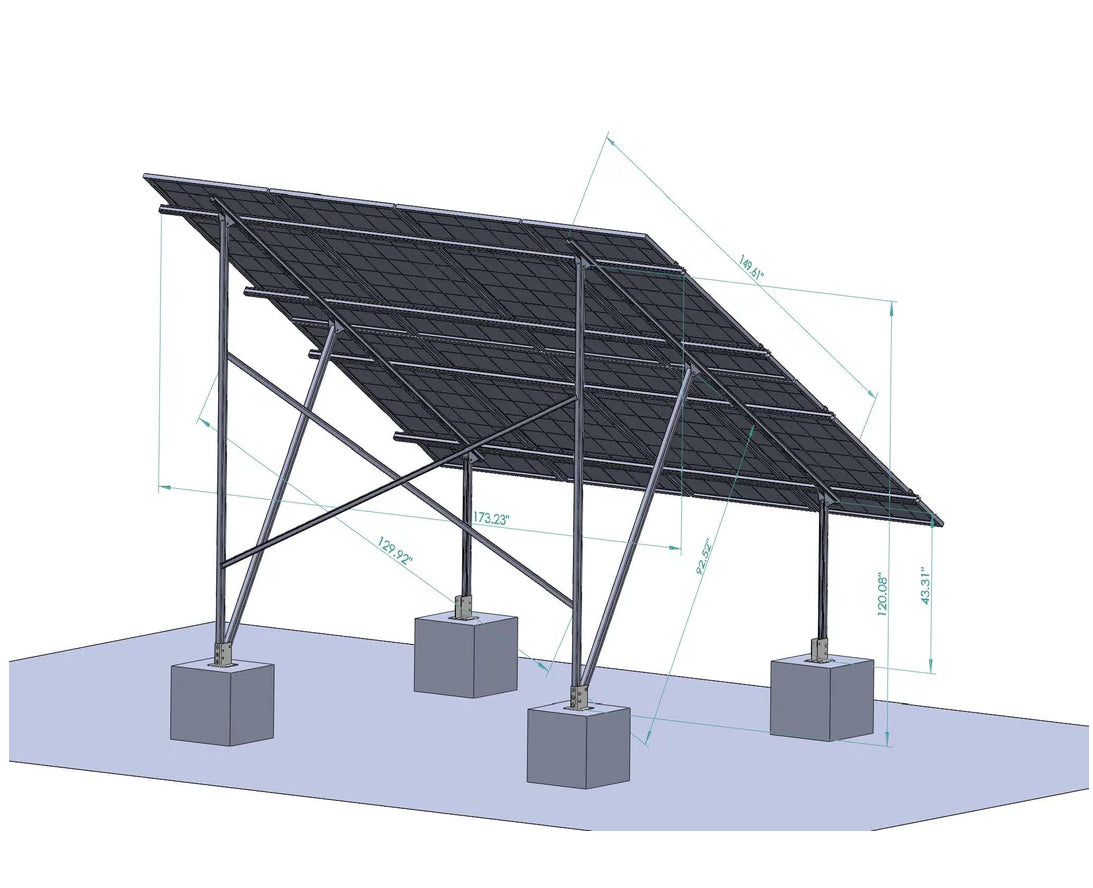 Elios Terra G8 | Système de Montage au Sol pour 8 Panneaux Solaires