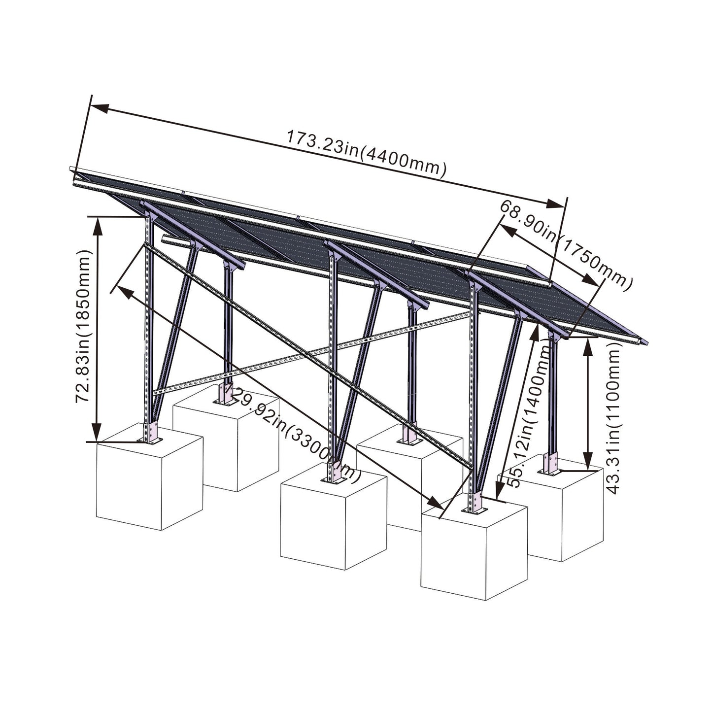 Elios Terra G4 | Ground Mount System For 4 Solar Panels