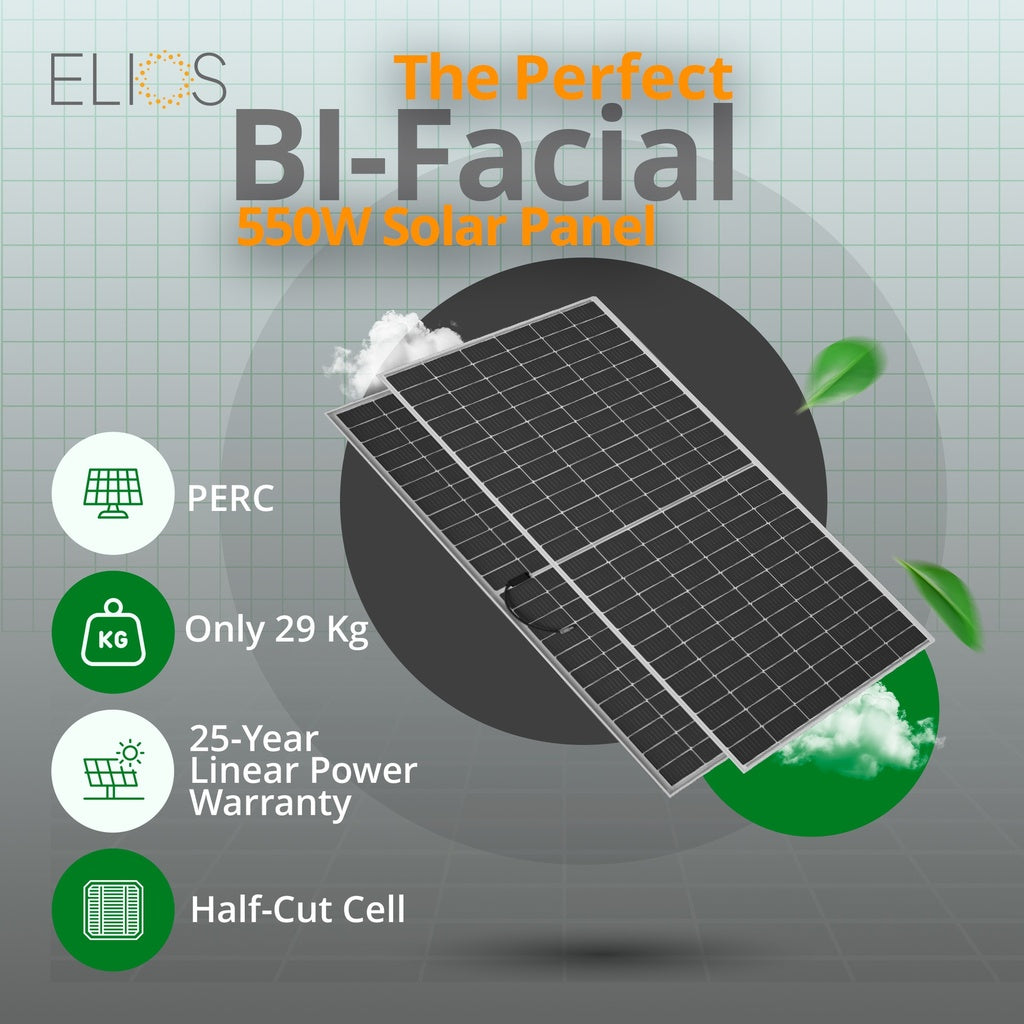 Elios Voltaic550HC-BF | Panneau solaire mono-facial bi-facial 550W
