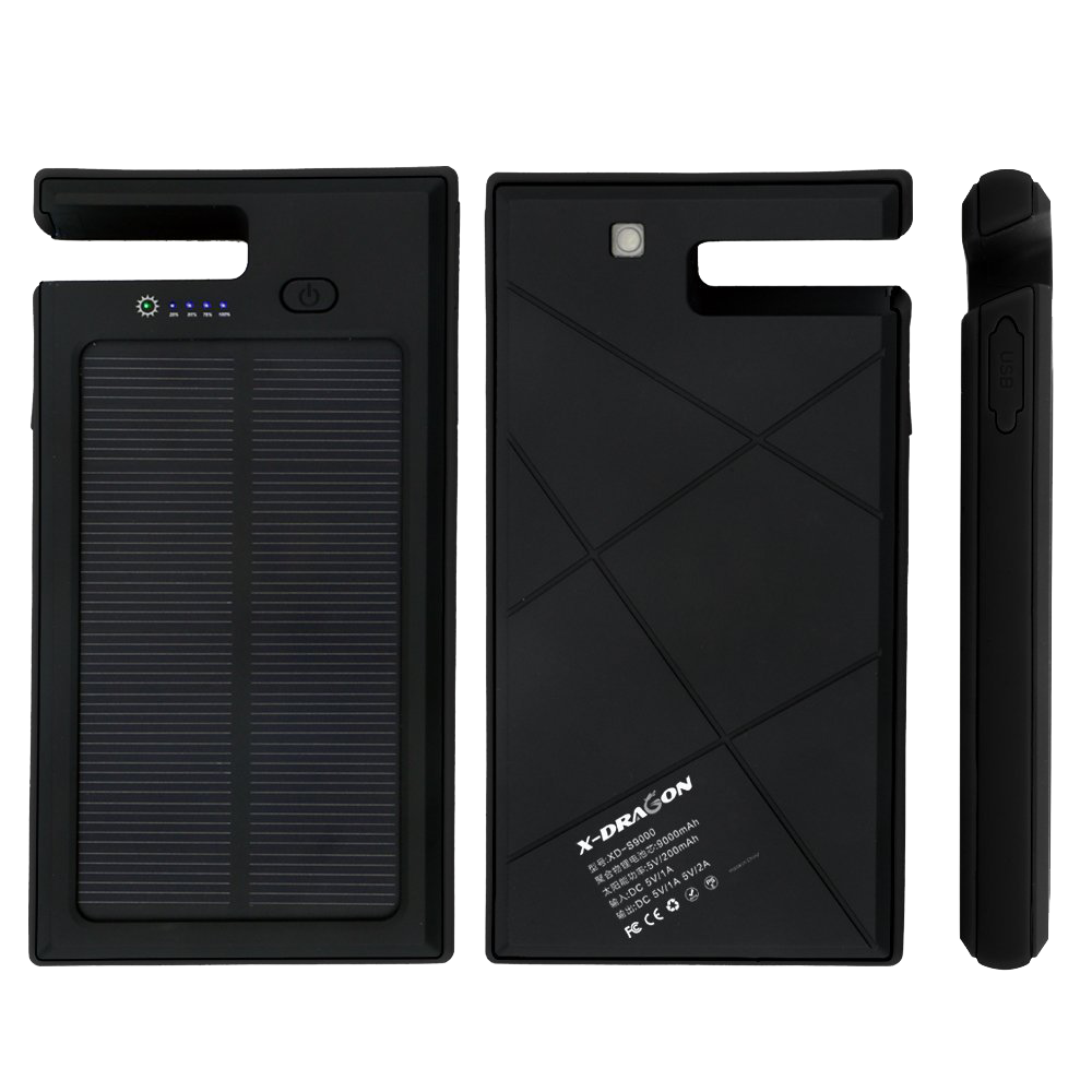 X-DRAGON Chargeur solaire portable – Panneau solaire avec batterie externe / Power Bank
