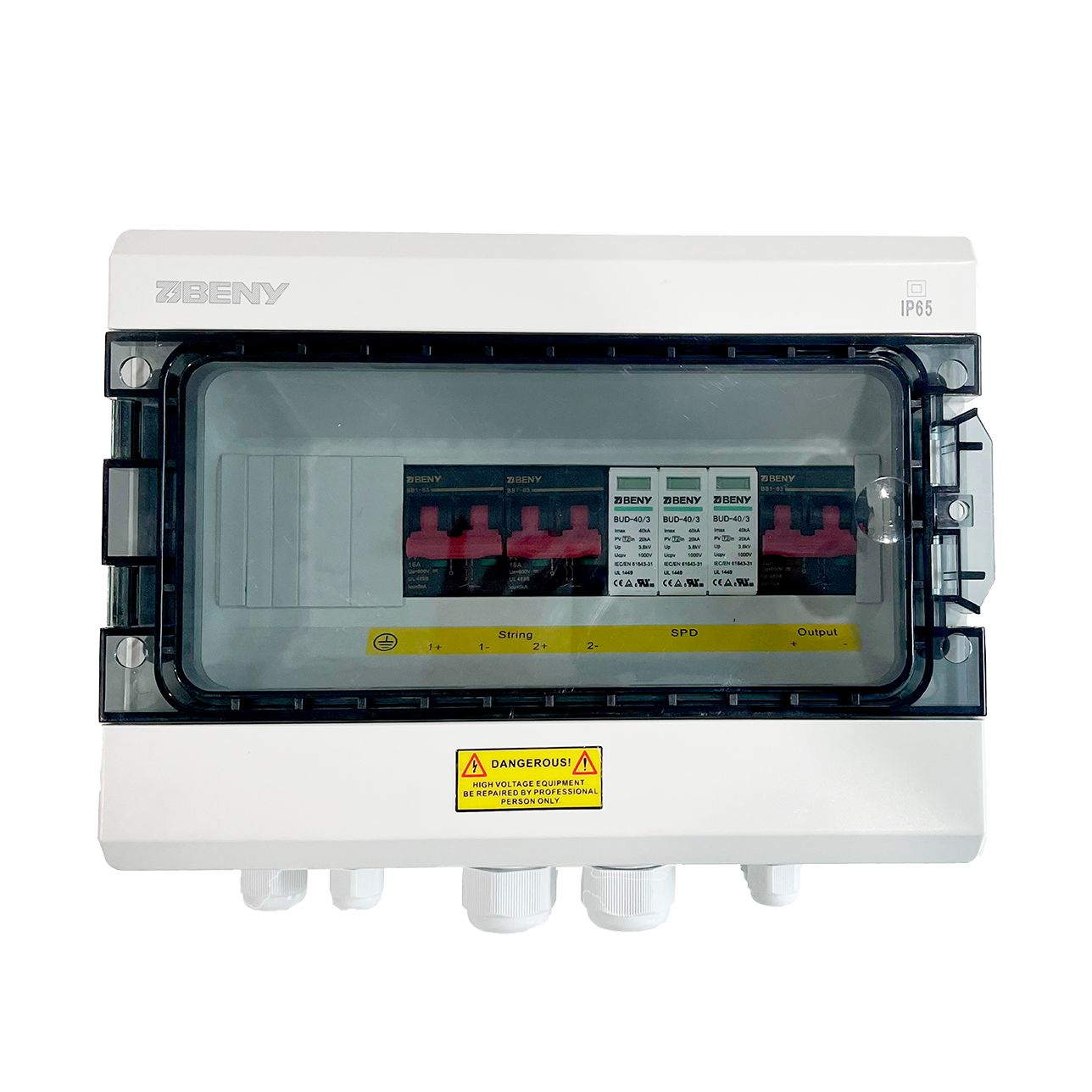 BENY 1000V DC Combiner Box | 2 IN 1 Out | 2 Poles