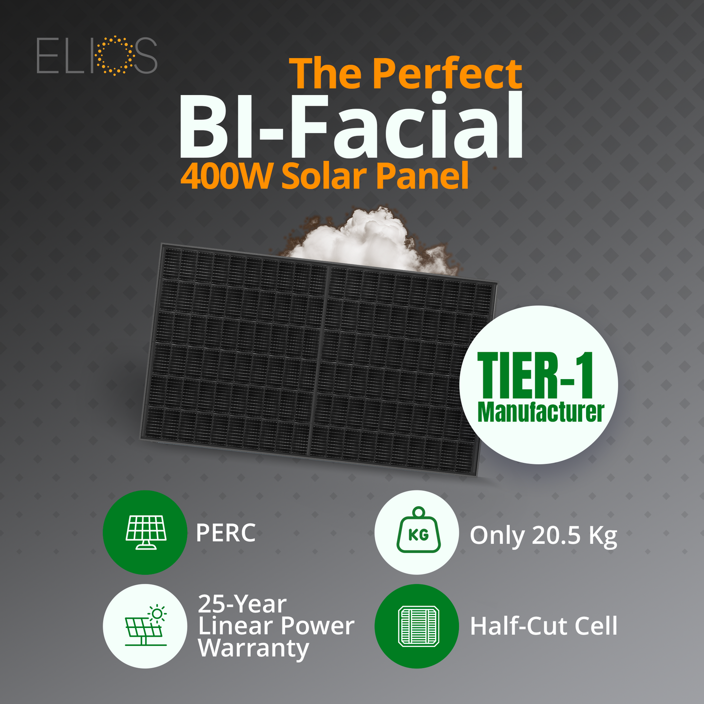 Elios Voltaic 400HC-BF | 400W Bifacial Mono Solar Panel