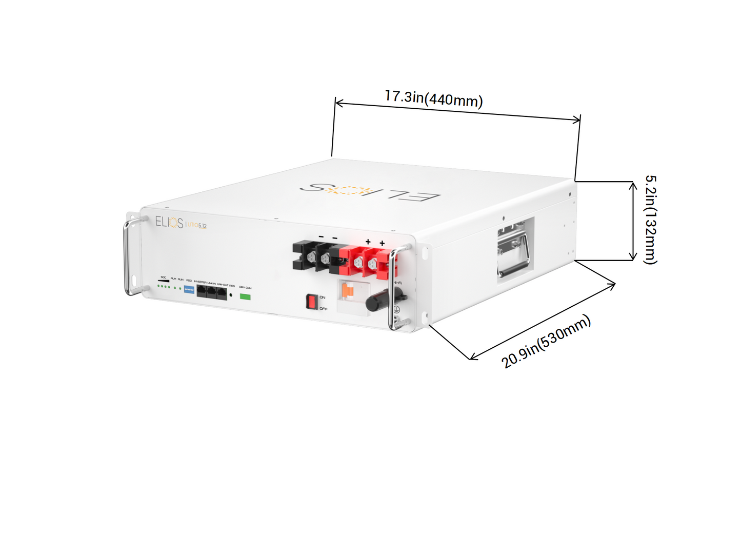 Elios Litio5.12 | 5.12 KWh/51.2VDC Lithium Battery | Rack Mount UL Approved