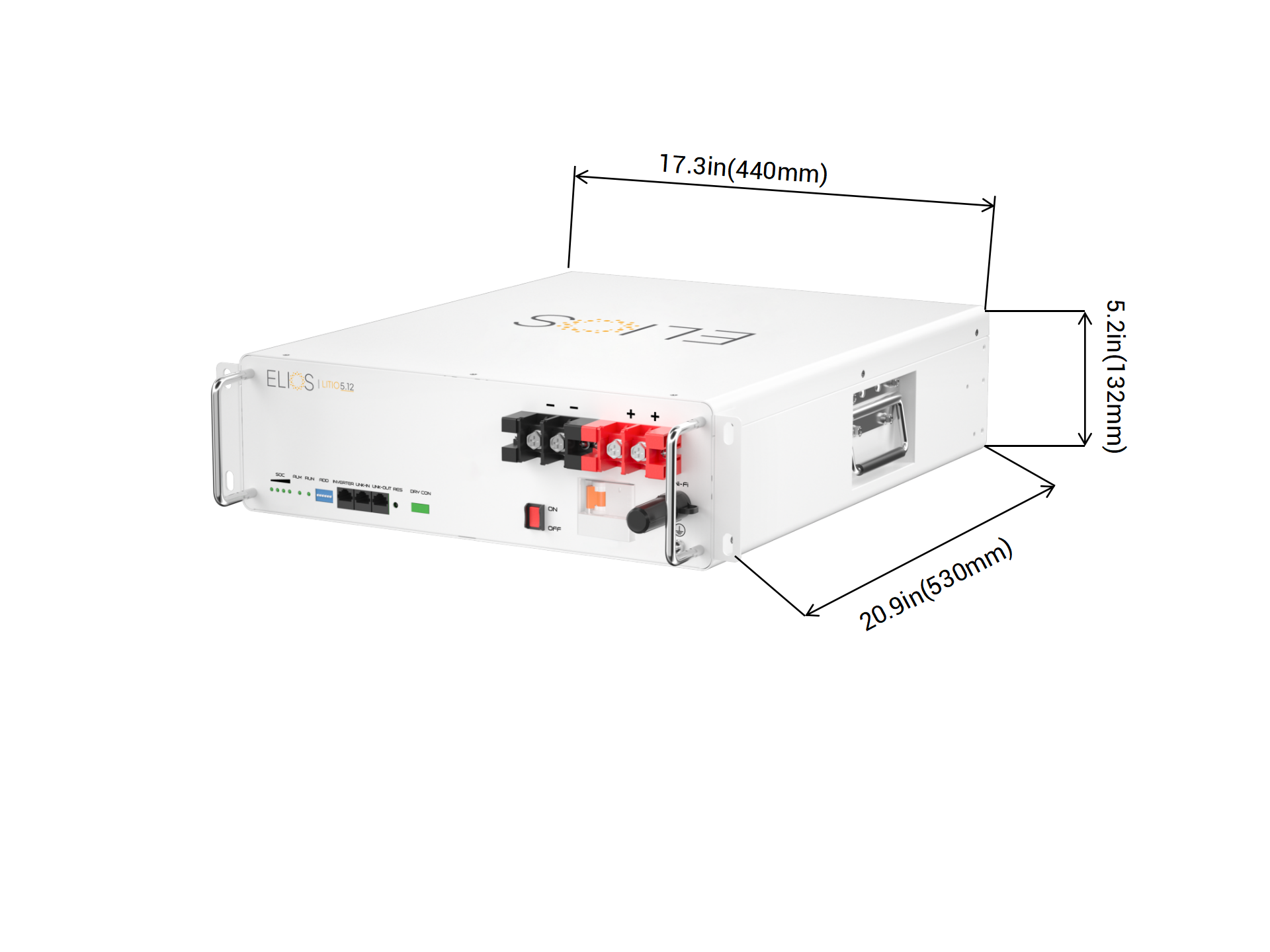 Elios Litio5.12 | 5.12 KWh/51.2VDC Lithium Battery | Rack Mount UL Approved