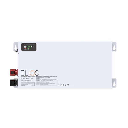 Elios Litio2.56H-BT | 12.8V 200Ah/ 2560Wh Heated Bluetooth LiFePO4 Battery | Super Slim 4.75’’