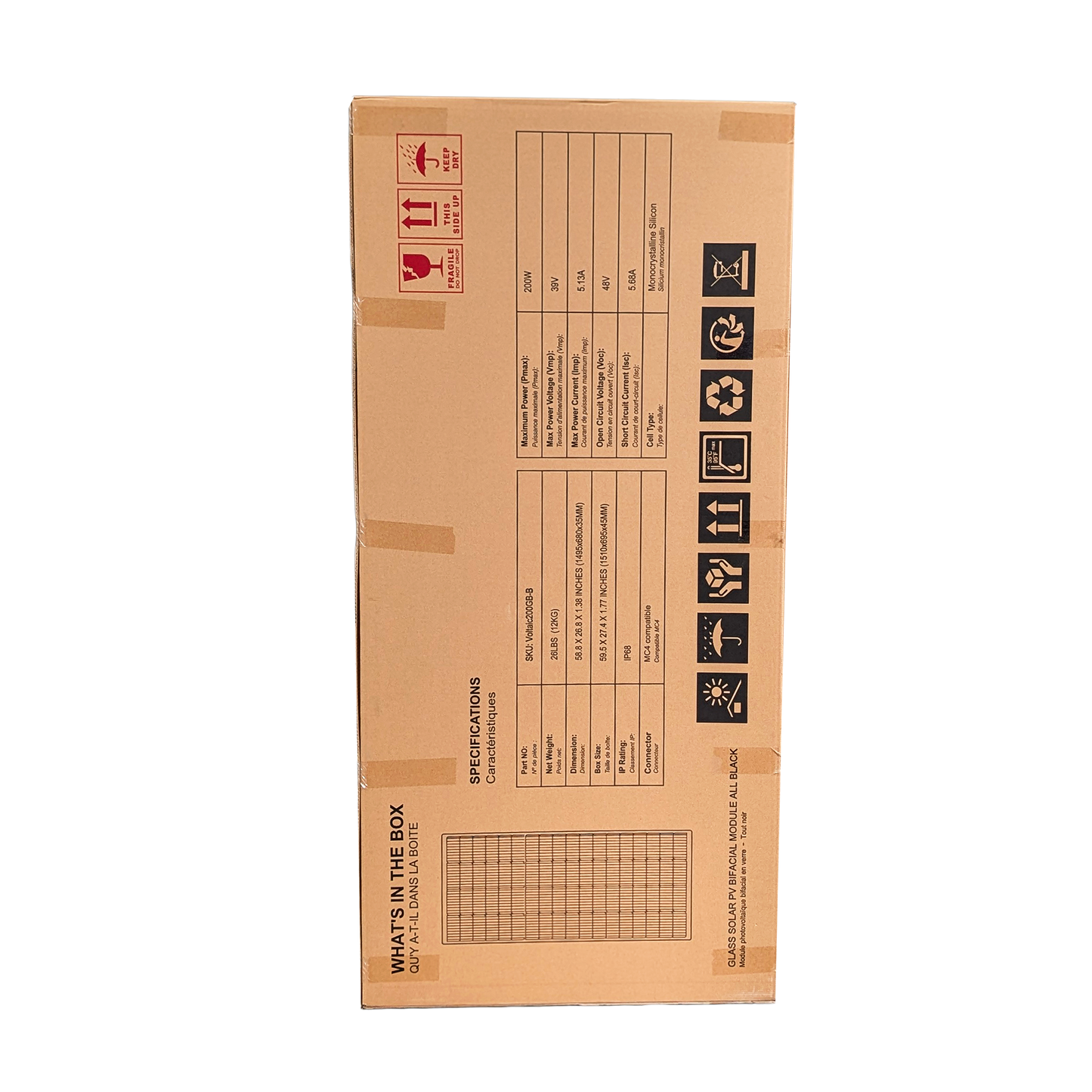 Elios Voltaic 200GB-B | 200W Bifacial Glass Solar Panel