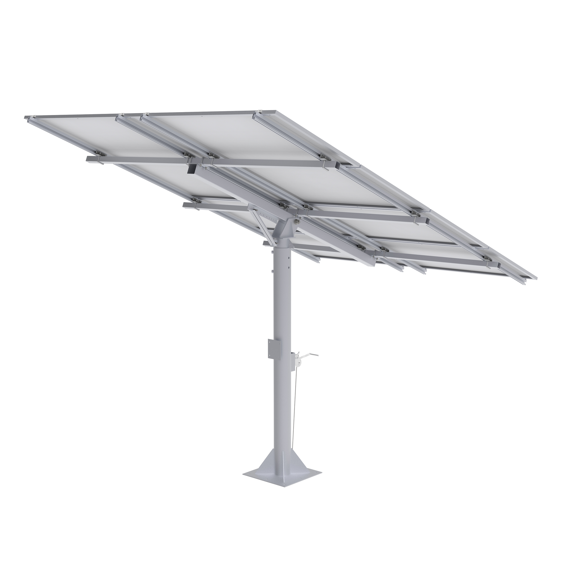 Elios Arbora P8 | Pole Mount System for 8 Solar Panels (Large) | Post Mounting System with manual crank