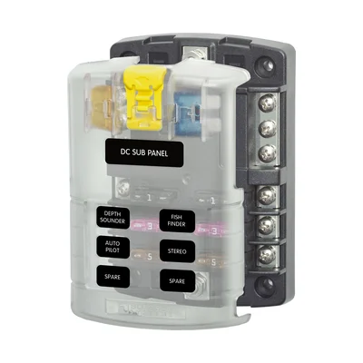 Blue Sea ST Blade Fuse Block 5025 - 6 Circuits with Negative Bus and Cover